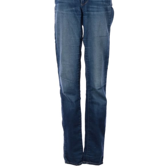 Paige Jeans Blue Whiskering Flared Leg Cut Mid Rise Waist Sz 25 #436 - Picture 2 of 4